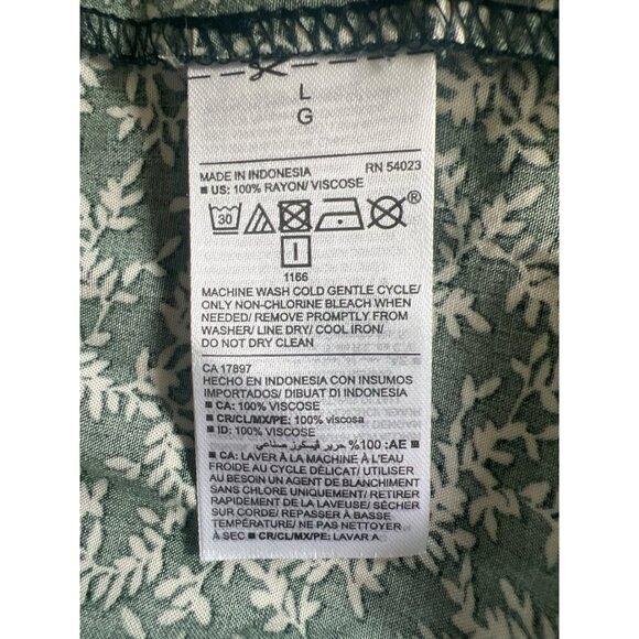 Old Navy Oversized Split-Neck Blouse In Floral Print Green & White Size Large - Picture 5 of 12